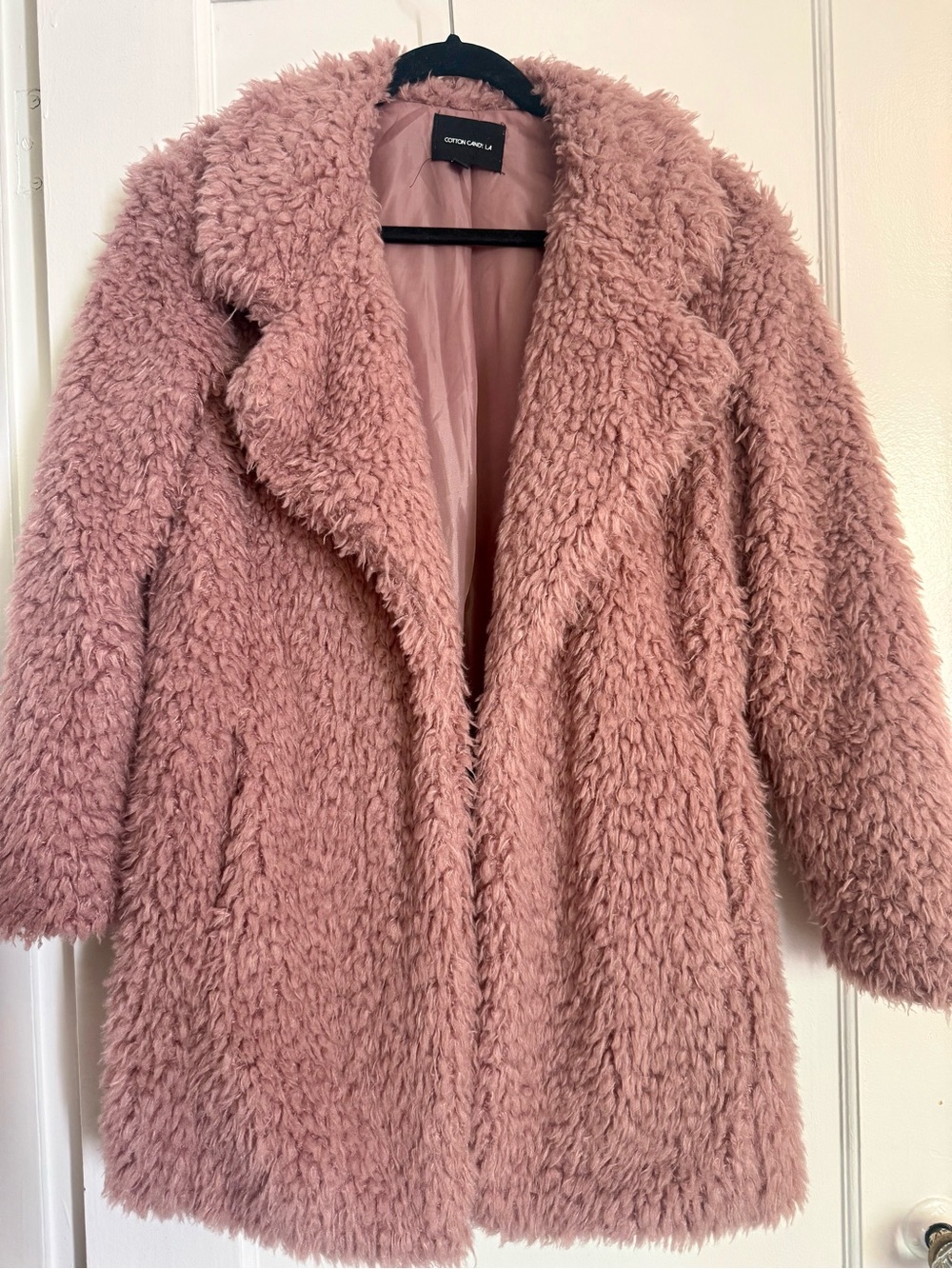 Cotton Candy Plush Teddy Coat in Dusty Pink